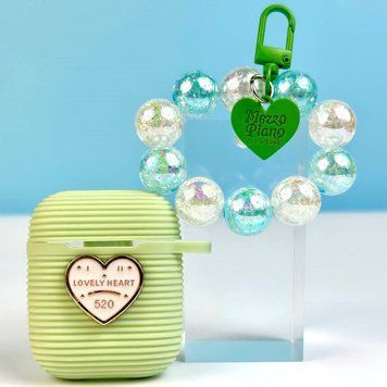 Силиконовый чехол Silicone case Lovely Heart для наушников AirPods 1/2 Green 203-00460 фото