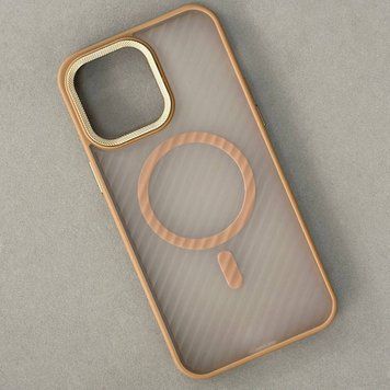 Чехол Wavy Pattern Matte Corrugated Camera Magnetic для iPhone 14 Light Brown 214-02440 фото