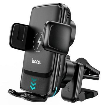 Тримач для мобільного з БЗП HOCO S35 Smart alignment wireless charging car holder Black 656-00539 фото