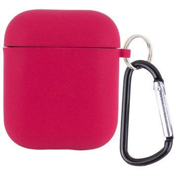 Силиконовый футляр с микрофиброй для наушников Airpods 1/2 Rose Red 203-00206 фото