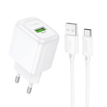 Сетевое зарядное устройство с кабелем HOCO CS52A 18W Surplus single-port QC3.0 charger set(Type-C) White 6942007631471 фото
