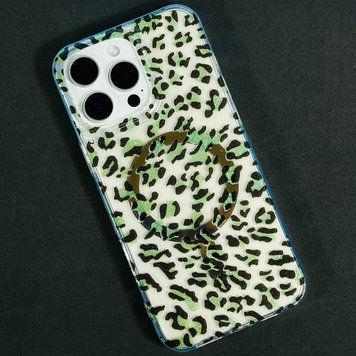 Чохол Transporent Case with Print Magnetic для iPhone X/Xs Leopard-green 214-04524 фото