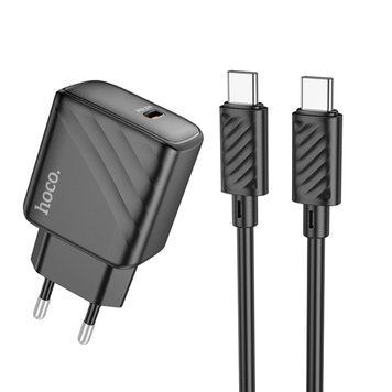 Сетевое зарядное устройство с кабелем HOCO CS22A Value single port PD30W charger set(Type-C to Type-C) Black 209-00365 фото