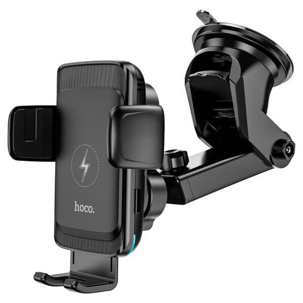 Тримач для мобільного з БЗП HOCO S35 Smart alignment wireless charging car holder Black 656-00539 фото
