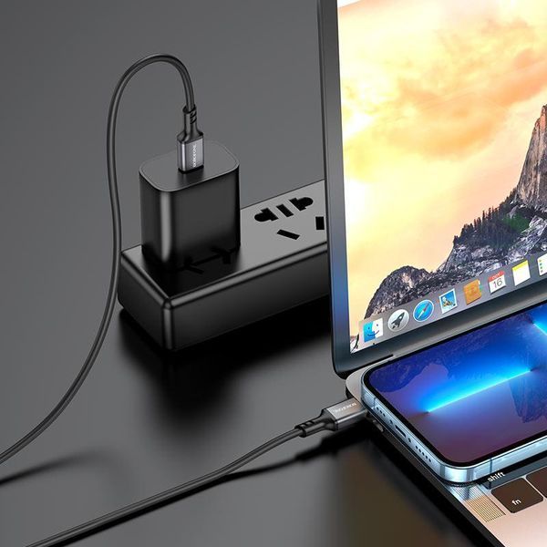 Кабель BOROFONE BX83 Type-C to Type-C Famous 60W silicone charging data cable Black 6974443386448 фото