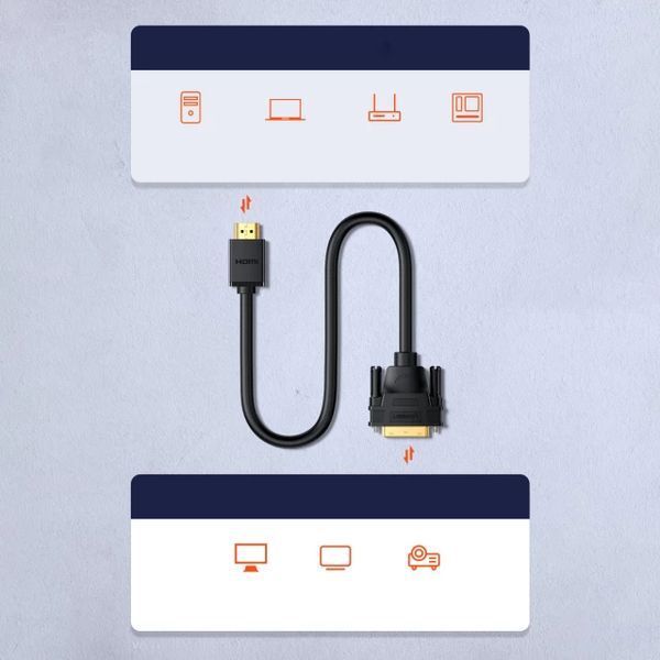 Кабель UGREEN HD106 HDMI to DVI Cable 2m (Black) (UGR-10135) UGR-10135 фото
