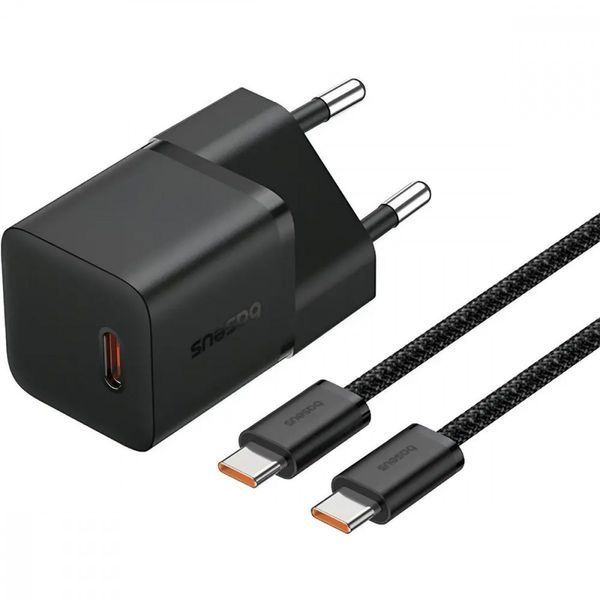 СЗУ Baseus GaN5 Mini Fast Charger 20W ( Type-C ) + Кабель Type-C to Type-C 100W (1m) White P10110900213-01 фото