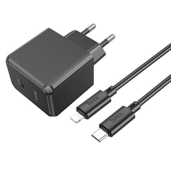 Сетевое зарядное устройство HOCO CS13A Ocean single port PD20W Charger Set(C to iP) Black 656-01363 фото
