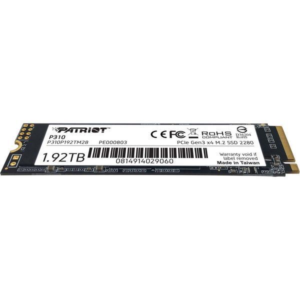 Накопитель SSD M.2 Patriot P310 1920GB NVMe 2280 PCIe 3.0x4 3D NAND TLC P310P192TM28 фото