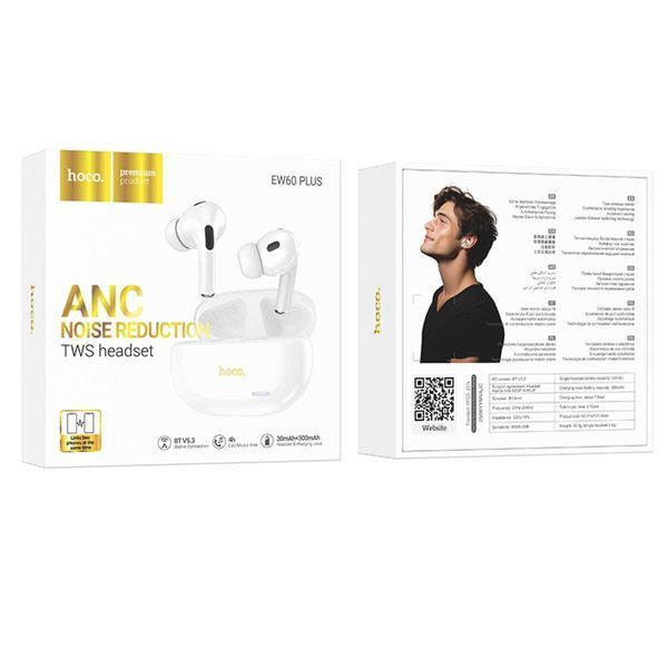 Навушники HOCO EW60 Plus Norman true wireless ANC BT headset White 656-00936 фото