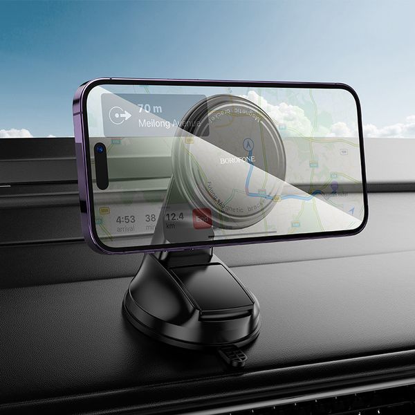 Автодержатель для телефона BOROFONE BH136 Parker ring magnetic car holder(center console) Black 6941991121418 фото