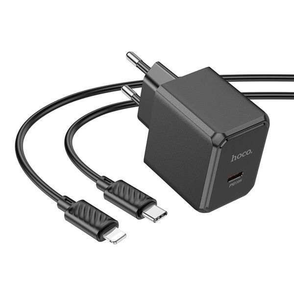 Сетевое зарядное устройство HOCO CS13A Ocean single port PD20W Charger Set(C to iP) Black 656-01363 фото