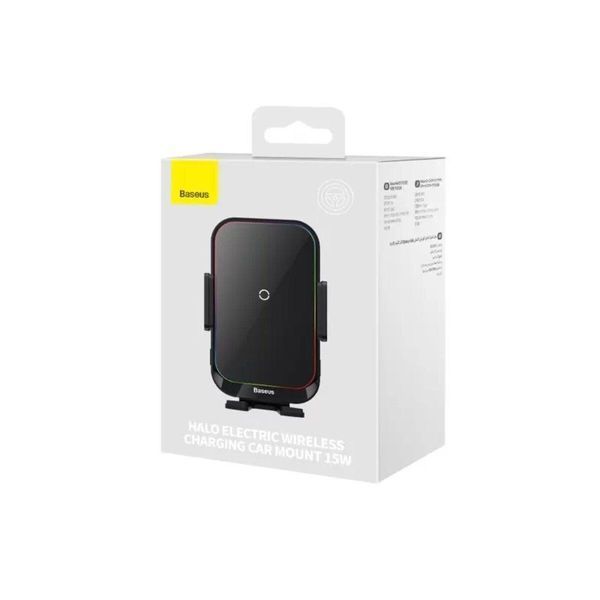 Тримач для мобiльного Baseus Halo Electric Wireless Charging Car Mount 15W Black 656-00427 фото