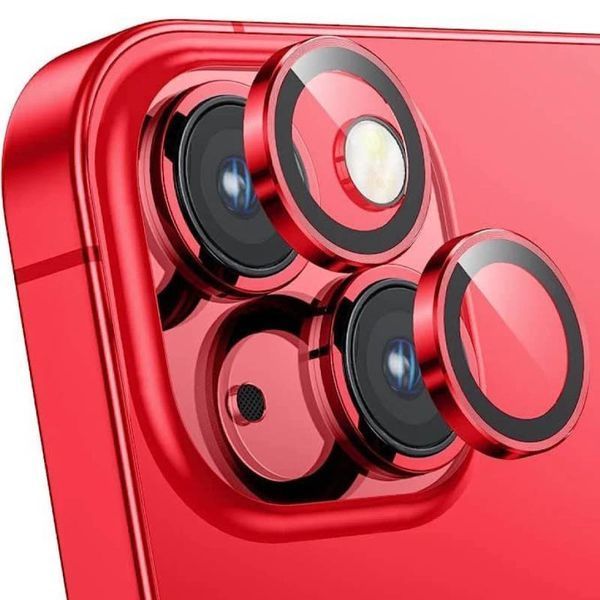 Захисне скло Metal Classic на камеру для Apple iPhone 15 (6.1") / 15 Plus (6.7") Red 204-00432 фото