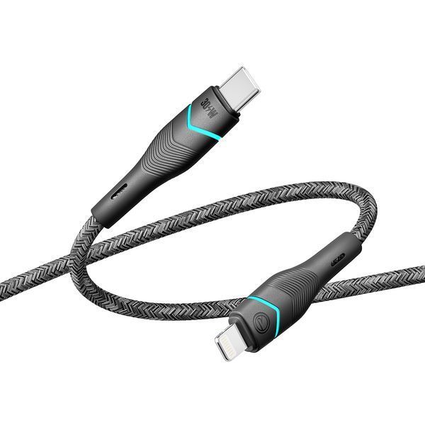 Кабель USB Ridea RC-RL15 RGB Light Type-C to Lightning 30W 1.2m Черный 209-00348 фото