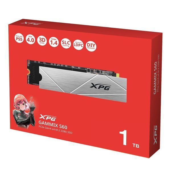 Накопитель SSD M.2 ADATA GAMMIX S60 1TB 2280 PCIe 4x4 NVMe 3D NAND Read/Write:5000/3200 MB/sec AGAMMIXS60-1T-CS фото