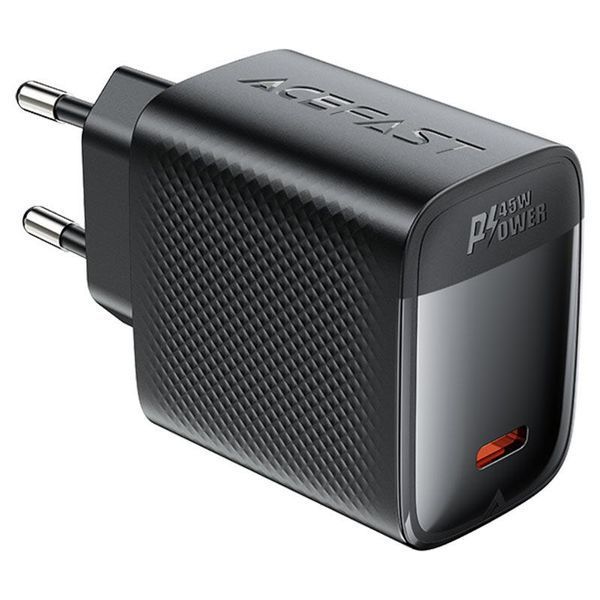 Сетевое зарядное устройство ACEFAST A112 PD45W GaN single USB-C charger (EU) Black 6974316284055 фото