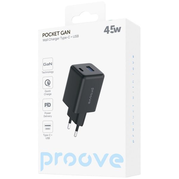 МЗП Proove Pocket GaN 45W (Type-C + USB) White WCPG45110002 фото