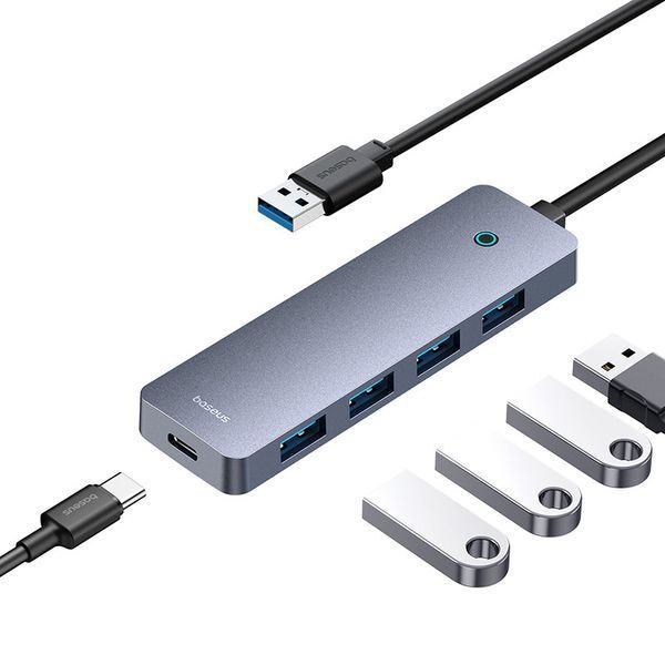 USB-хаб Baseus UltraJoy Series 4-Port HUB Lite 50cm Space Grey（USBA to USB3.0*4+Type-C5V） B0005280B811-01 фото