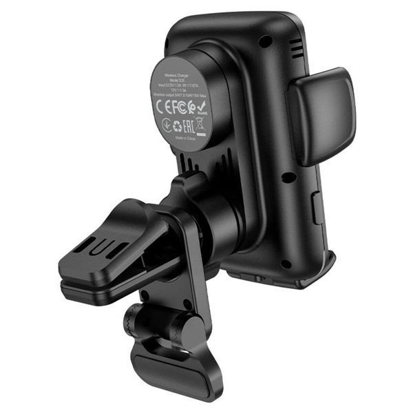 Тримач для мобільного з БЗП HOCO S35 Smart alignment wireless charging car holder Black 656-00539 фото