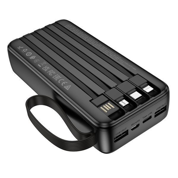 Зовнішній акумулятор BOROFONE BJ76A Smart power bank with 4 cables(20000mAh) Black 6941991120053 фото