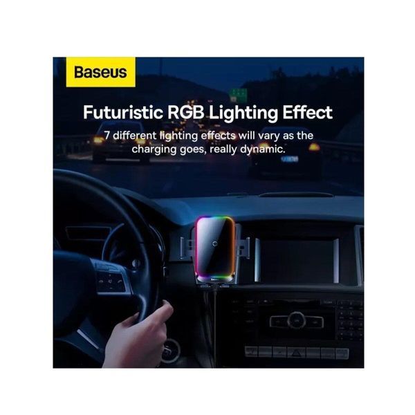 Тримач для мобiльного Baseus Halo Electric Wireless Charging Car Mount 15W Black 656-00427 фото
