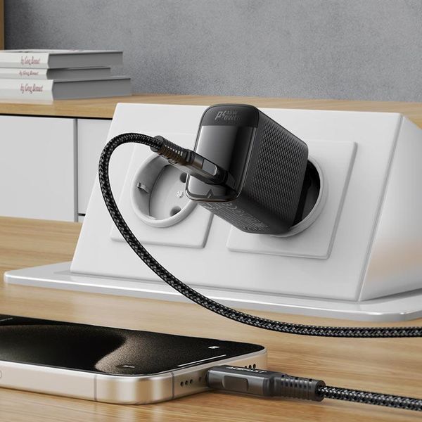 Сетевое зарядное устройство ACEFAST A112 PD45W GaN single USB-C charger (EU) Black 6974316284055 фото