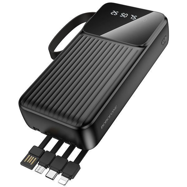 Зовнішній акумулятор BOROFONE BJ76A Smart power bank with 4 cables(20000mAh) Black 6941991120053 фото