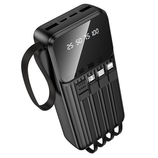 Зовнішній акумулятор BOROFONE BJ76A Smart power bank with 4 cables(20000mAh) Black 6941991120053 фото