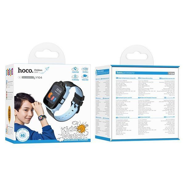 Дитячий смарт-годинник Hoco Y104 42mm. SIM 4G. Wi-Fi. 700 mAh. IP65 Blue 6942007646369 фото