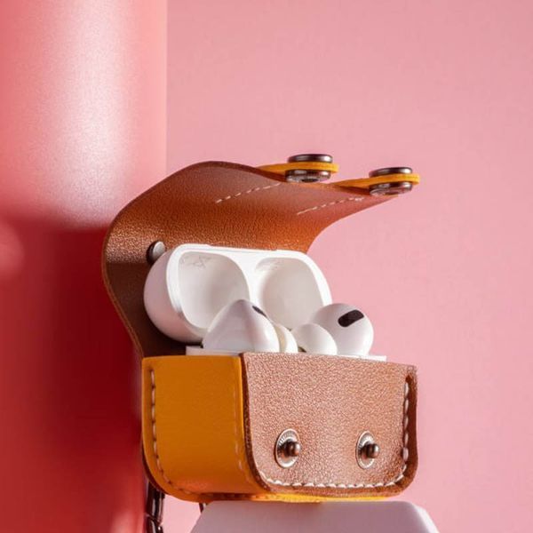 Шкіряний футляр Briefcase для навушників AirPods Pro 2 / Pro Yellow 203-00361 фото