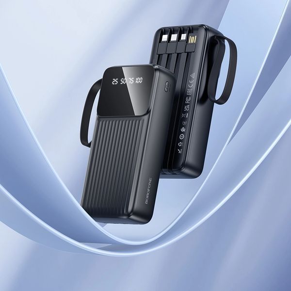 Зовнішній акумулятор BOROFONE BJ76A Smart power bank with 4 cables(20000mAh) Black 6941991120053 фото