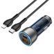 Автомобільний зарядний пристрій HOCO NZ8 Sprinter 43W dual port PD25W+QC3.0 car charger set(C to iP) Blue 656-00323 фото