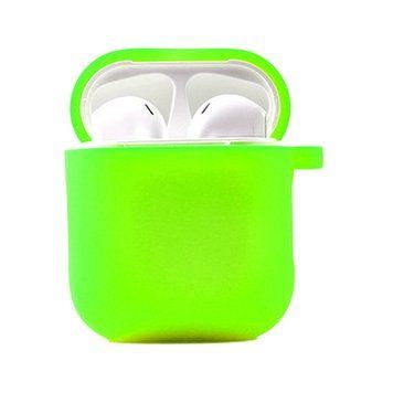 Силиконовый футляр с микрофиброй для наушников Airpods 1/2 Neon green 203-00215 фото