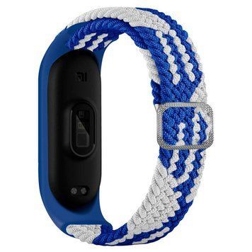 Ремінець для Xiaomi Mi Band 3/4/5/6/7 Elastic Adjustment Blue/White 212-02464 фото