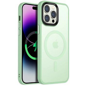 Чехол TPU+PC Metal Buttons with MagSafe Colorful для Apple iPhone 14 Pro (6.1") Matcha Green 555-03118 фото