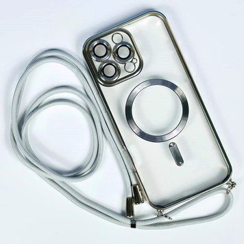 Чехол Crossbody Lanyard with Magsafe с шнурком для iPhone 13 Silver 214-02608 фото
