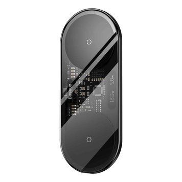 Беспроводное мультизарядное устройство Baseus Digital LED Display 2in1 Wireless Charger 20W Black Universal version WXSX010101 фото