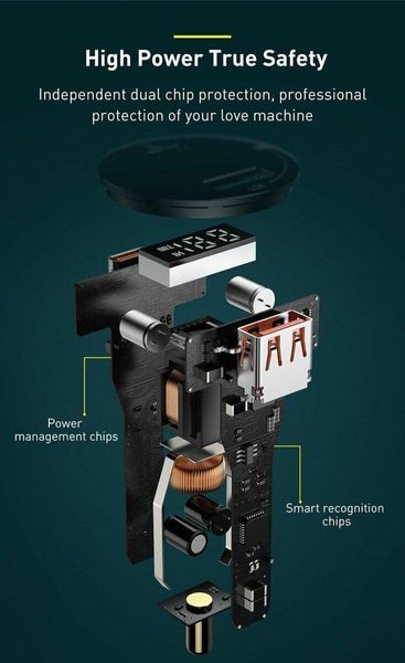 Автомобільний зарядний пристрій Baseus Superme Digital Display PPS Dual Quick Charger Car Charger 100 W Black 656-00553 фото