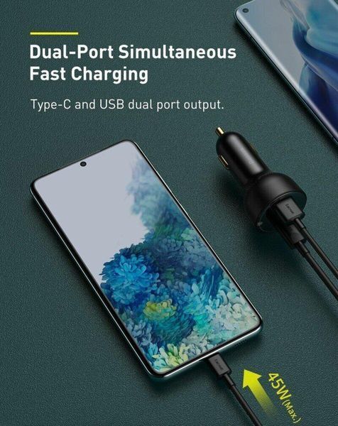 Автомобільний зарядний пристрій Baseus Superme Digital Display PPS Dual Quick Charger Car Charger 100 W Black 656-00553 фото