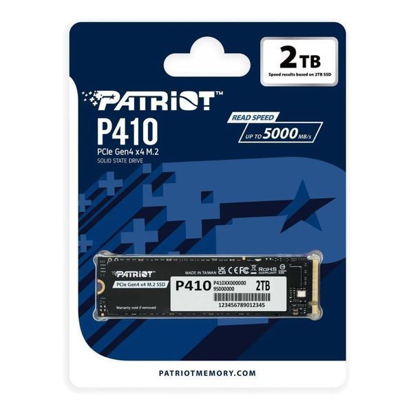 Накопитель SSD M.2 Patriot P410 2TB NVMe 2280 PCIe Gen4 x4 5000/4500 TLC P410P2TBM28H фото