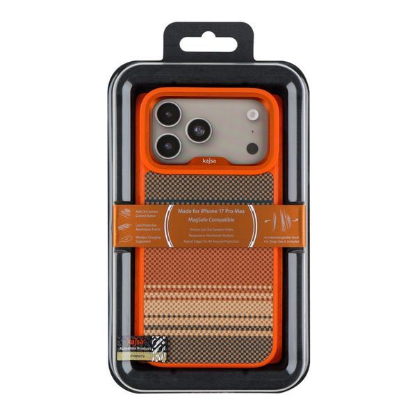 Чохол Kajsa Resort Collection Gradient Stripe with MagSafe для iPhone 17 Pro Max Orange Plus O-Ring 2020000507178 фото