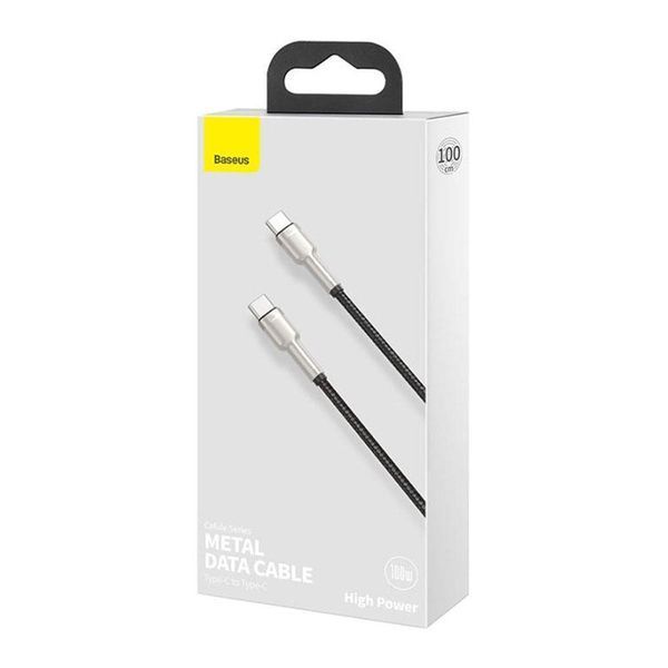 Кабель Baseus Cafule Series Metal Data Cable Type-C to Type-C 100W 1m Black CATJK-C01 фото