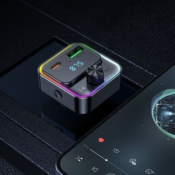 АЗУ с FM-модулятором HOCO E81 Fantasy PD30W+QC3.0 car BT FM transmitter Black 6942007612296 фото