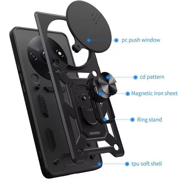 Ударопрочный чехол Camshield Serge Ring для Xiaomi Redmi A3 / A3x Black 777-04383 фото