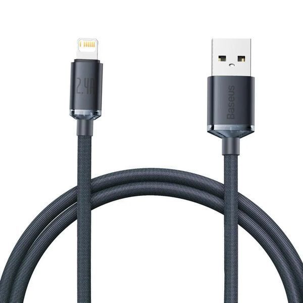 Кабель Baseus Crystal Shine Series Fast Charging Data Cable USB to iP 2.4A 1.2m Black CAJY000001 фото