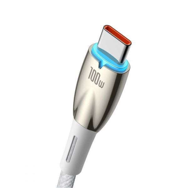 Кабель Baseus Glimmer Series Fast Charging Type-C 100W (1m) White CADH000402 фото