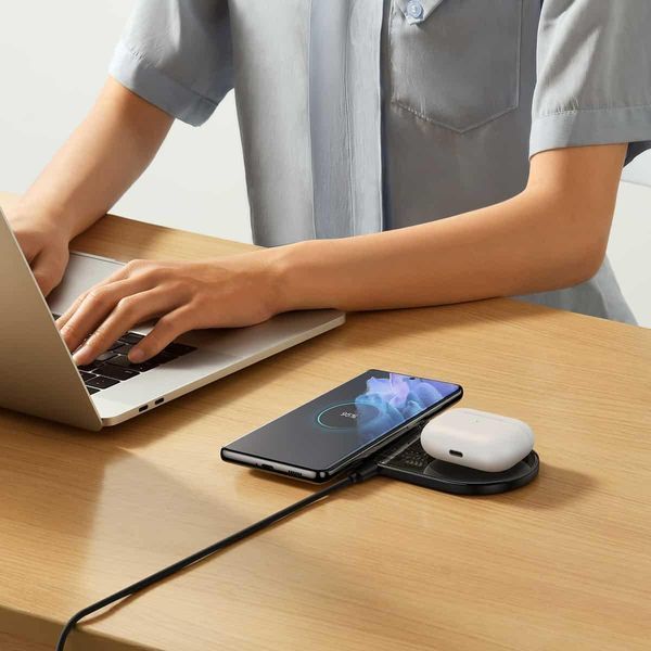 Бездротовий мультизарядний пристрій Baseus Digital LED Display 2in1 Wireless Charger 20W Black Universal version WXSX010101 фото