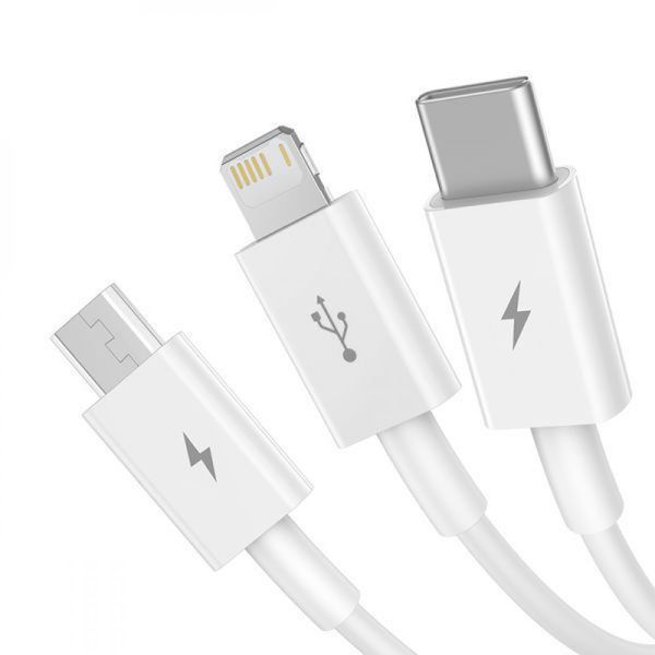 Кабель Baseus Superior Series Fast Charging 3-in-1 (Micro USB+Lightning+Type-C) 3.5A (1.5m) Blue CAMLTYS-03 фото