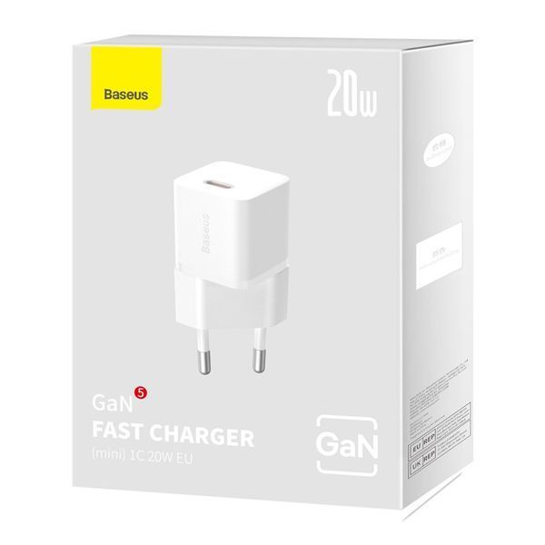 Мережевий зарядний пристрій Baseus GaN5 Fast Charger(mini) 1C 20W EU White CCGN050102 фото